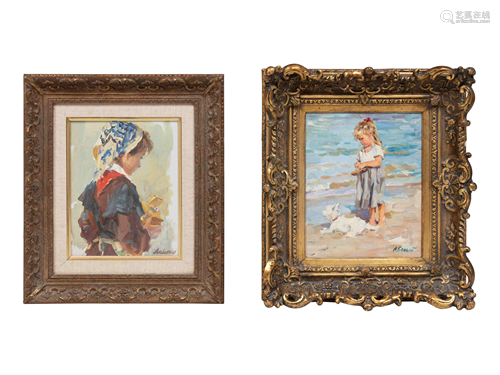 Two Small Paintings of Young Girls