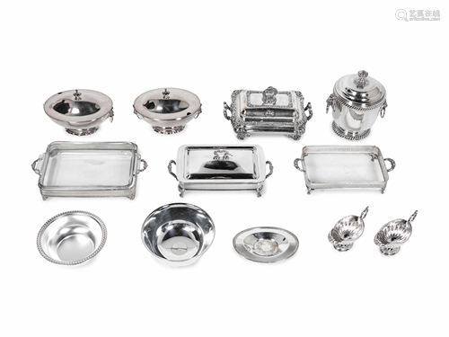 A Collection of Eleven Silver-Plate Serving Articles