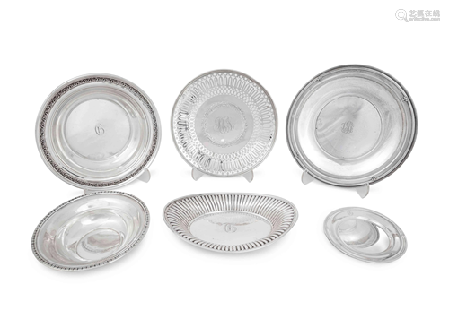 Thirteen Silver Plates and Platters Diameter of largest