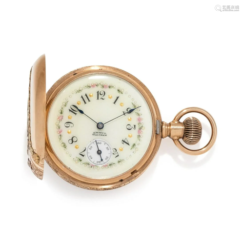 WALTHAM, 14K ROSE GOLD HUNTER CASE POCKET…