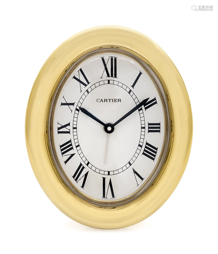 CARTIER, GOLD-PLATED 'BAIGNOIRE' ALARM TABLE