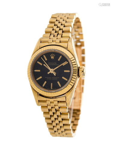 ROLEX, 18K YELLOW GOLD REF 67198 'OYSTER PE…