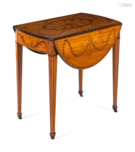 A George III Adam Style Marquetry Inlaid Satinwood