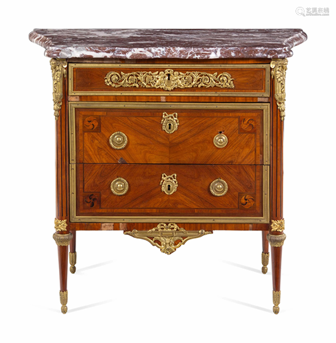 A Louis XVI Gilt Bronze Mounted Tulipwood Commode …