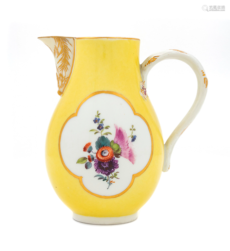 A Meissen Painted and Parcel Gilt Yellow Ground