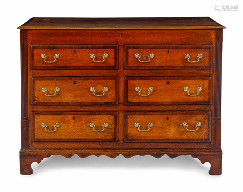 A George III Inlaid Oak Mule Chest