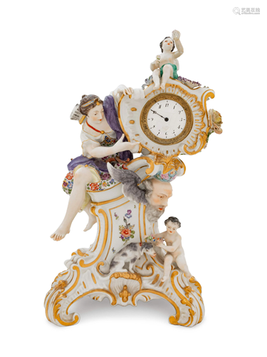 A German Painted and Parcel Gilt Porcelain Figural