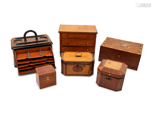 Six English Boxes and Tea Caddies