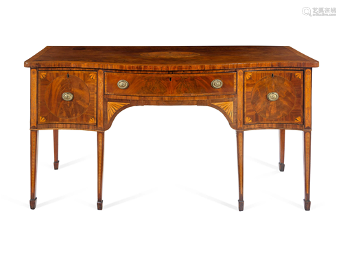 A George III Satinwood Inlaid Figured Mahogany