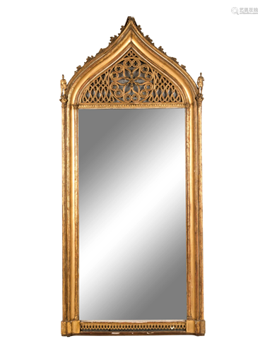 A Continental Gothic Revival Giltwood Mirror