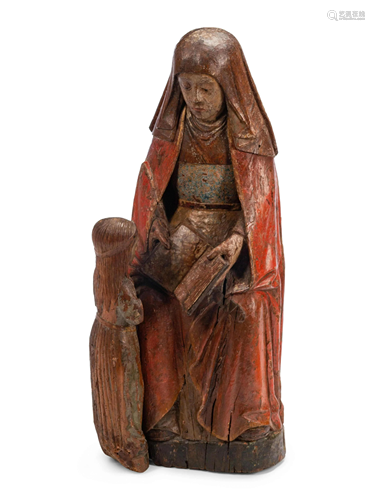 A Continental Carved and Polychromed Figural Group