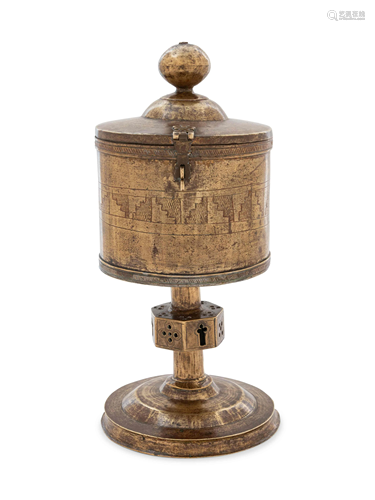 A Gothic Engraved Copper Ciborium