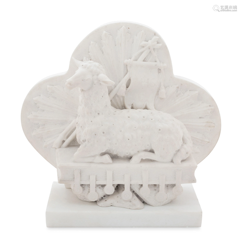 A Carved Marble Figural Group Allegorical of the Lamb