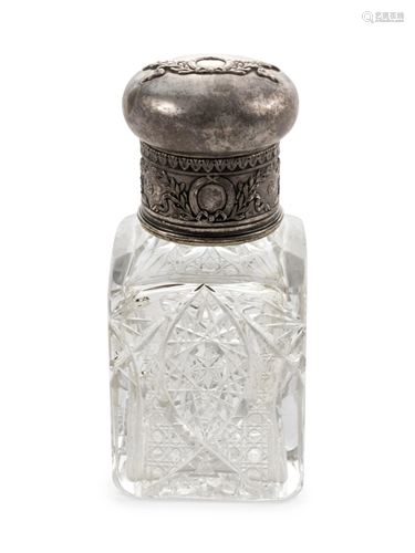 A Russian Silver Mounted Cut Glass Decanter