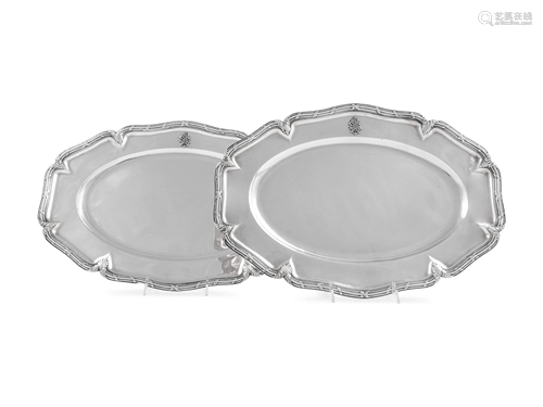 A Pair of Russian Silver Serving Platters