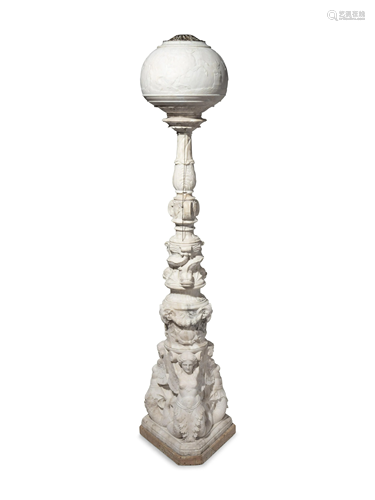 An Italian Carved Alabaster Floor Lamp