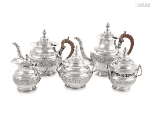 A Tiffany & Co. Silver Five-Piece Tea and Coffee