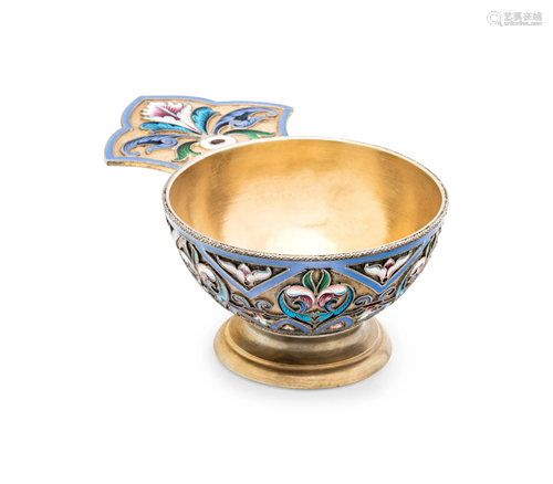 A Russian Silver-Gilt and Shaded Enamel Charka