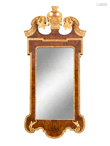 A George II Parcel Gilt Walnut Mirror