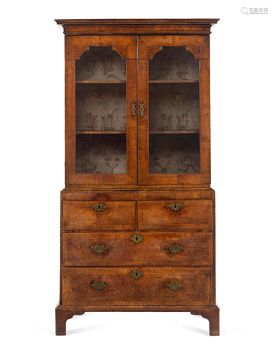 A George II Burl Walnut Bookcase