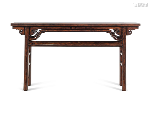 A Chinese Carved Nanmu Scroll Table