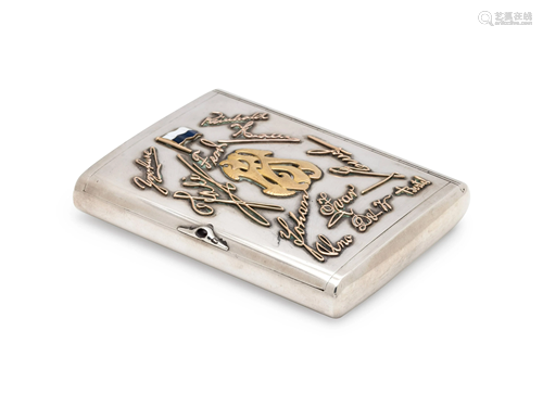 A Russian Silver and Gold Mounted Cigarette Case