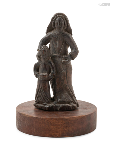 A French or Spanish Carved Wood Figural Group …