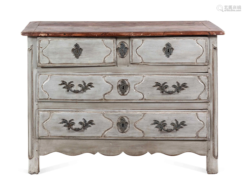 A Continental Painted Commode with a Painted