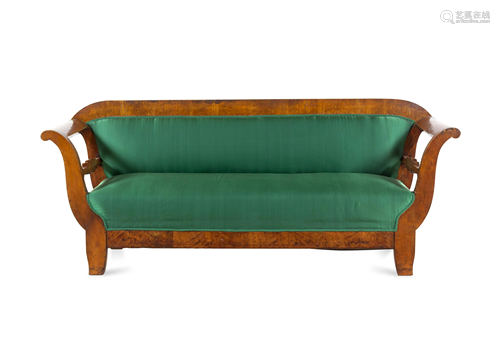 A Biedermeier Carved Fruitwood Sofa