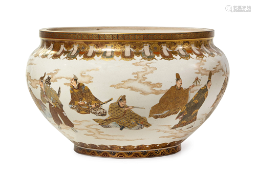 A Large Japanese Satsuma Porcelain Jardiniere