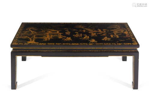 A Chinese Gilt Decorated Black Lacquered Pa…