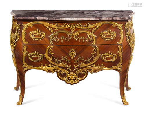 A Louis XV Style Gilt Metal Mounted Kingwood Mar…