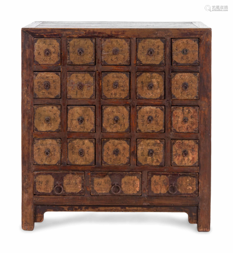 A Chinese Parcel Lacquered Elmwood Medicine …