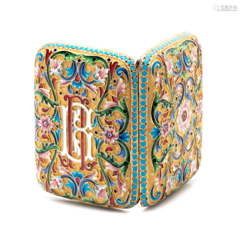 A Russian Silver-Gilt and Shaded Enamel Change Purse