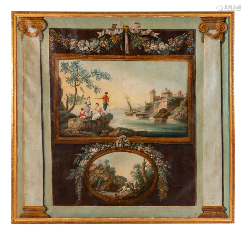 Ten French Painted Canvas Panels of Various Port…