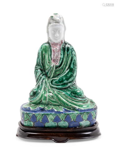 A Chinese Famille Verte Figure of Guanyin