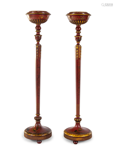 A Pair of English Lacquered and Chinoiserie De…