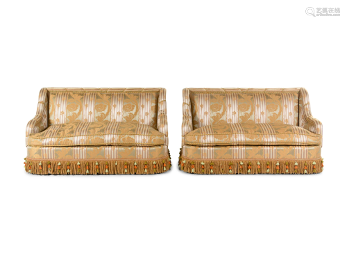 A Pair of Contemporary Neoclassical Style Upholstered