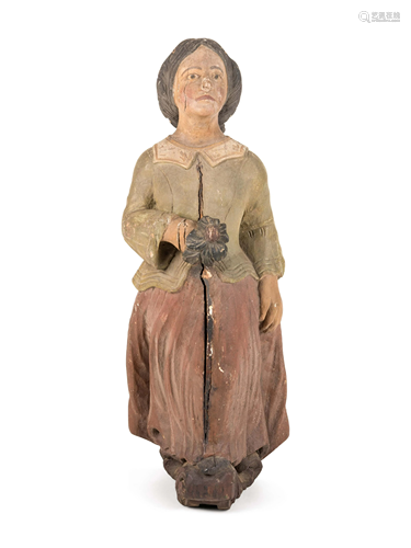 An American Carved and Painted Wood Female Fig…