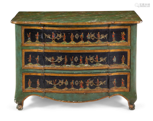 A Continental Chinoiserie Painted Faux Mar…
