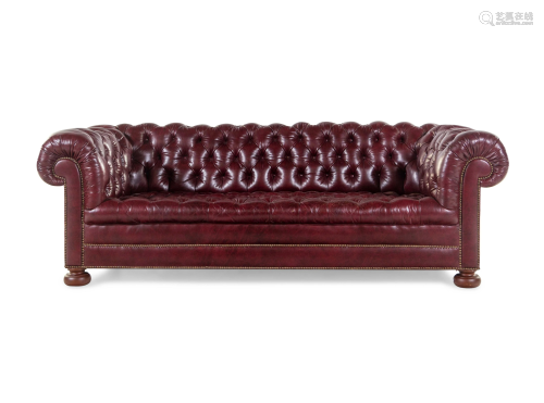 A Tufted Leather Upholstered Chesterfield Sofa