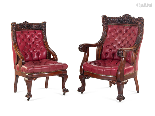 A Renaissance Revival Carved Mahogany Gentleman'…