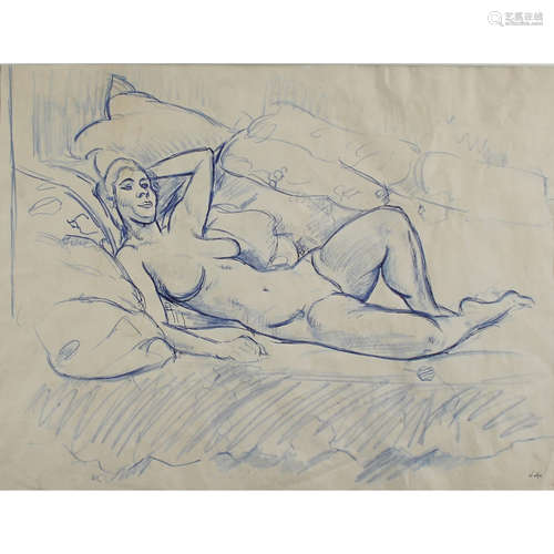 Wolfe, Edward 1896-1981 South African Reclining Nude Woman.