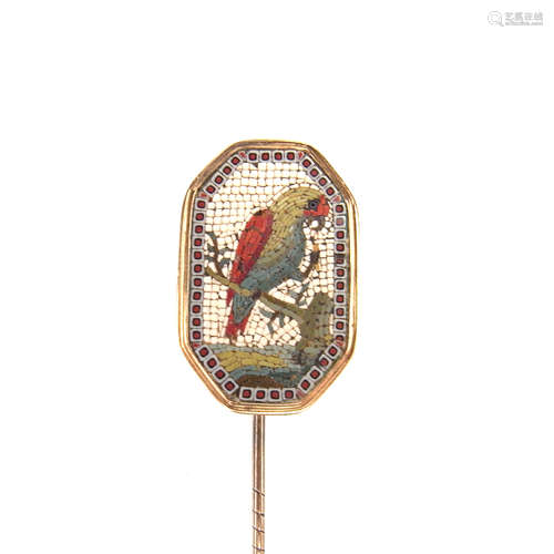 Micro mosaic parrot pin.