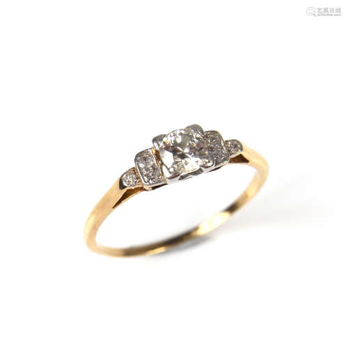 Yellow gold diamond solitaire ring.