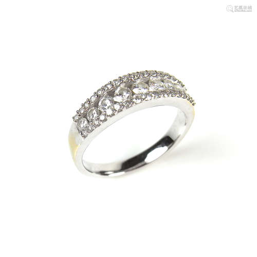 18 ct white gold diamond half eternity ring.