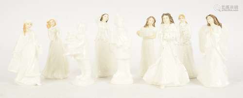 Nine Royal Doulton figurines with Christmas as a theme, HN3488 Christmas Day, HN3493 Christmas