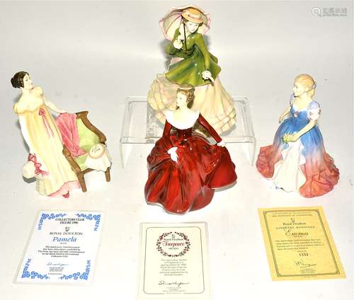 Four Royal Doulton figurines, HN3311 Fragrance 1991 signed by Michael Doulton with certificate,