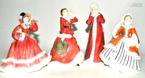 Four Royal Doulton figurines with a Christmas theme, HN2110 Christmas Time 1953/1967 , HN2179