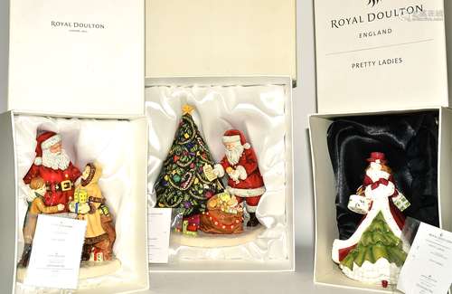 Three Royal Doulton Christmas themed figurines all in original boxes, HN5379 Christmas Day 2010,